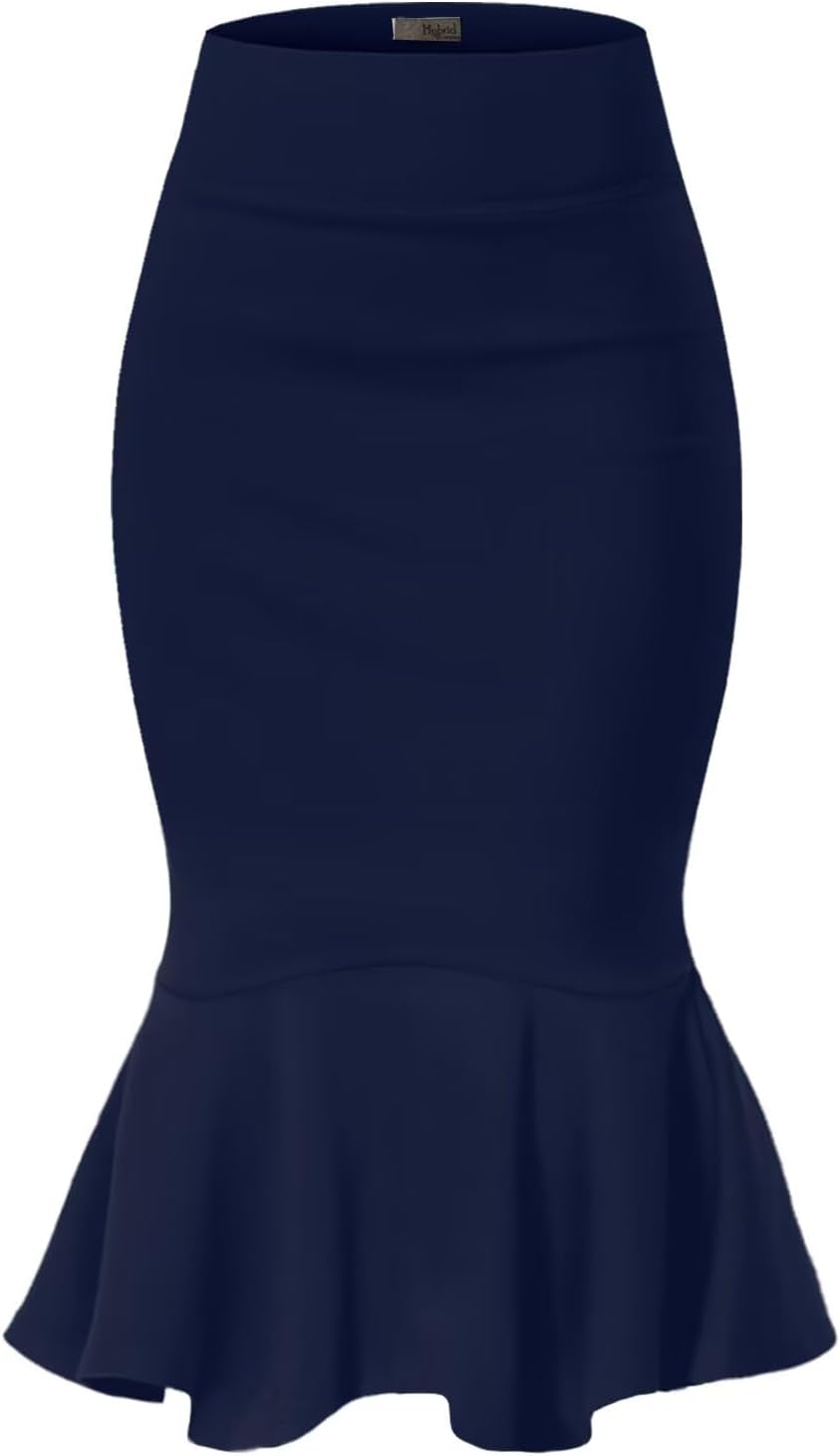 Women's Premium Nylon Stretch Ponte Fishtail Pencil Skirt for the Workplace