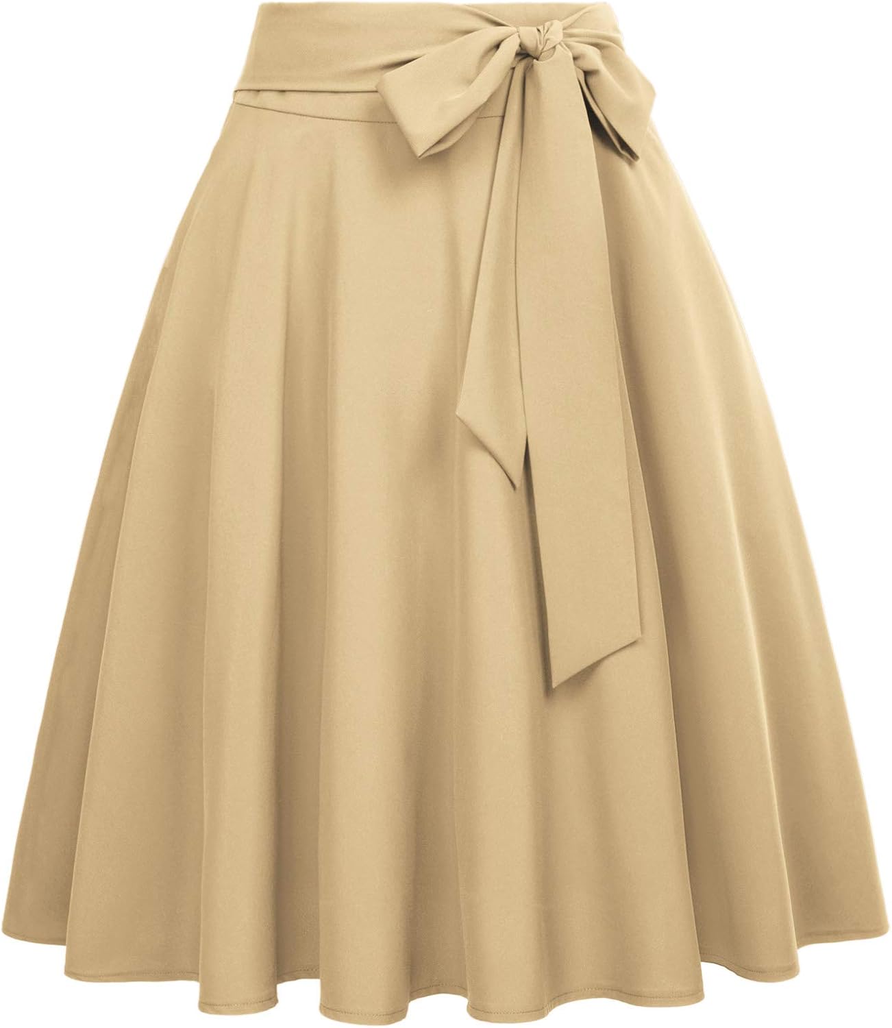 Women's High-Waisted A-Line Street-Style Pleated Midi Skirt (Black-1, Size S, BP561-1)