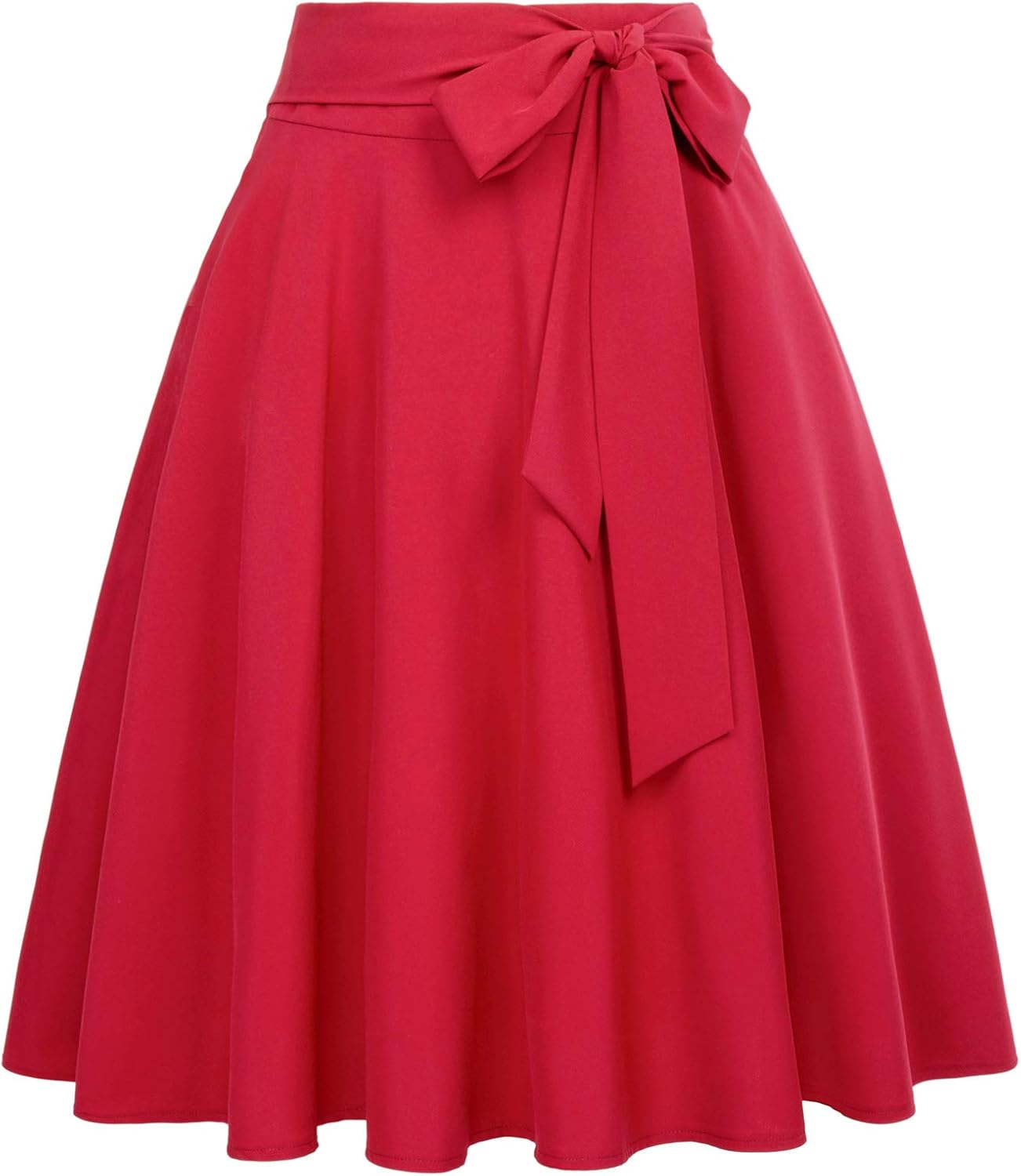 Women's High-Waisted A-Line Street-Style Pleated Midi Skirt (Black-1, Size S, BP561-1)