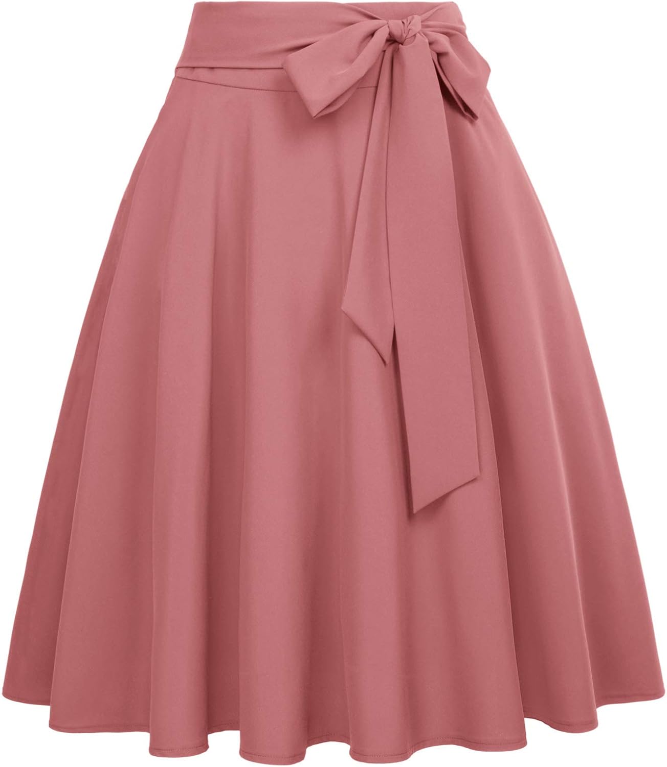 Women's High-Waisted A-Line Street-Style Pleated Midi Skirt (Black-1, Size S, BP561-1)