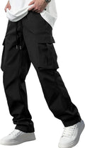 Men's Casual Cargo Pants / Joggers / Stretch Sweatpants (Multi-pocket design, Black)