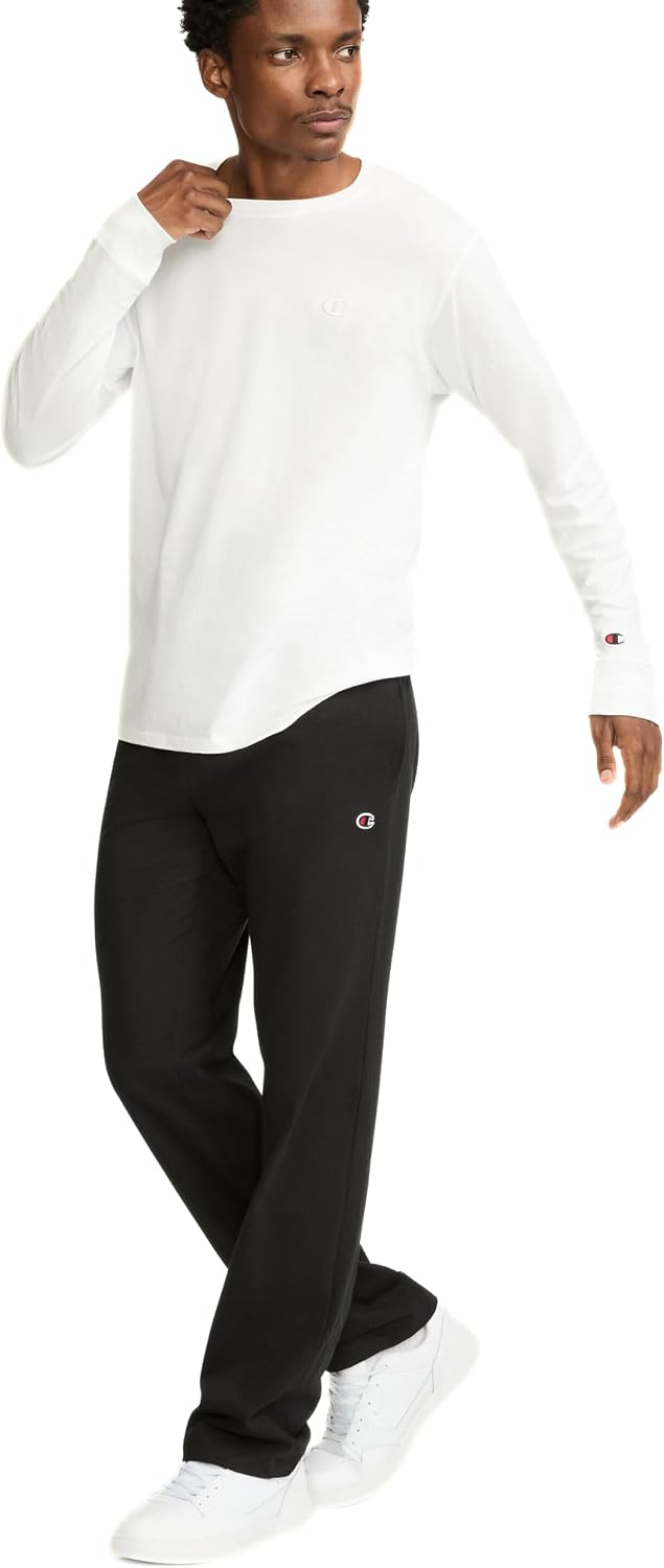 Men's straight-leg casual trousers. Black. Size L.