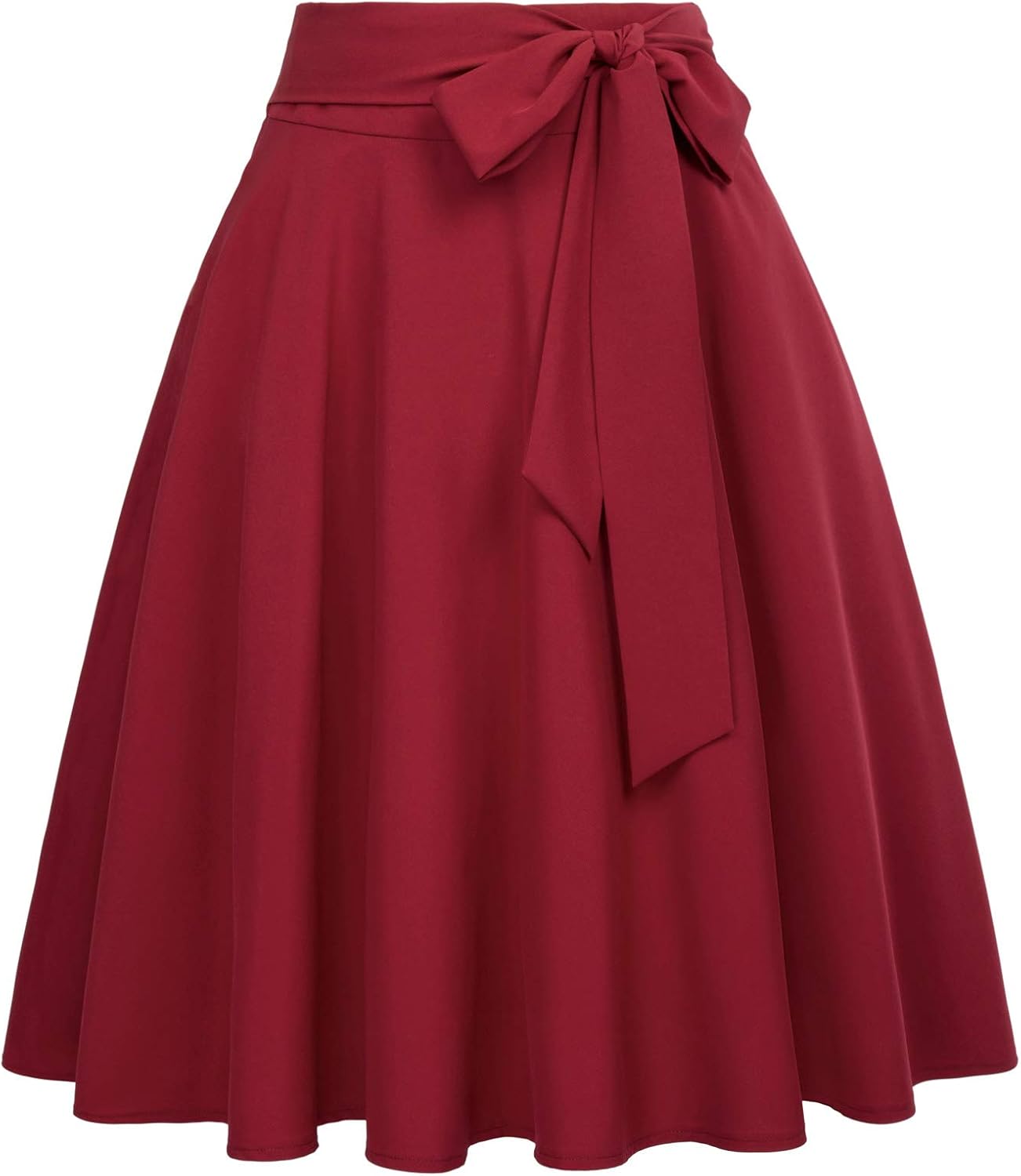 Women's High-Waisted A-Line Street-Style Pleated Midi Skirt (Black-1, Size S, BP561-1)
