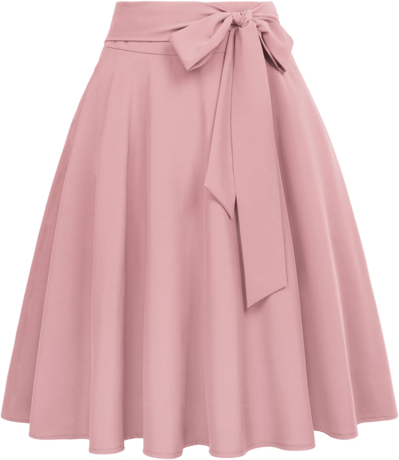 Women's High-Waisted A-Line Street-Style Pleated Midi Skirt (Black-1, Size S, BP561-1)