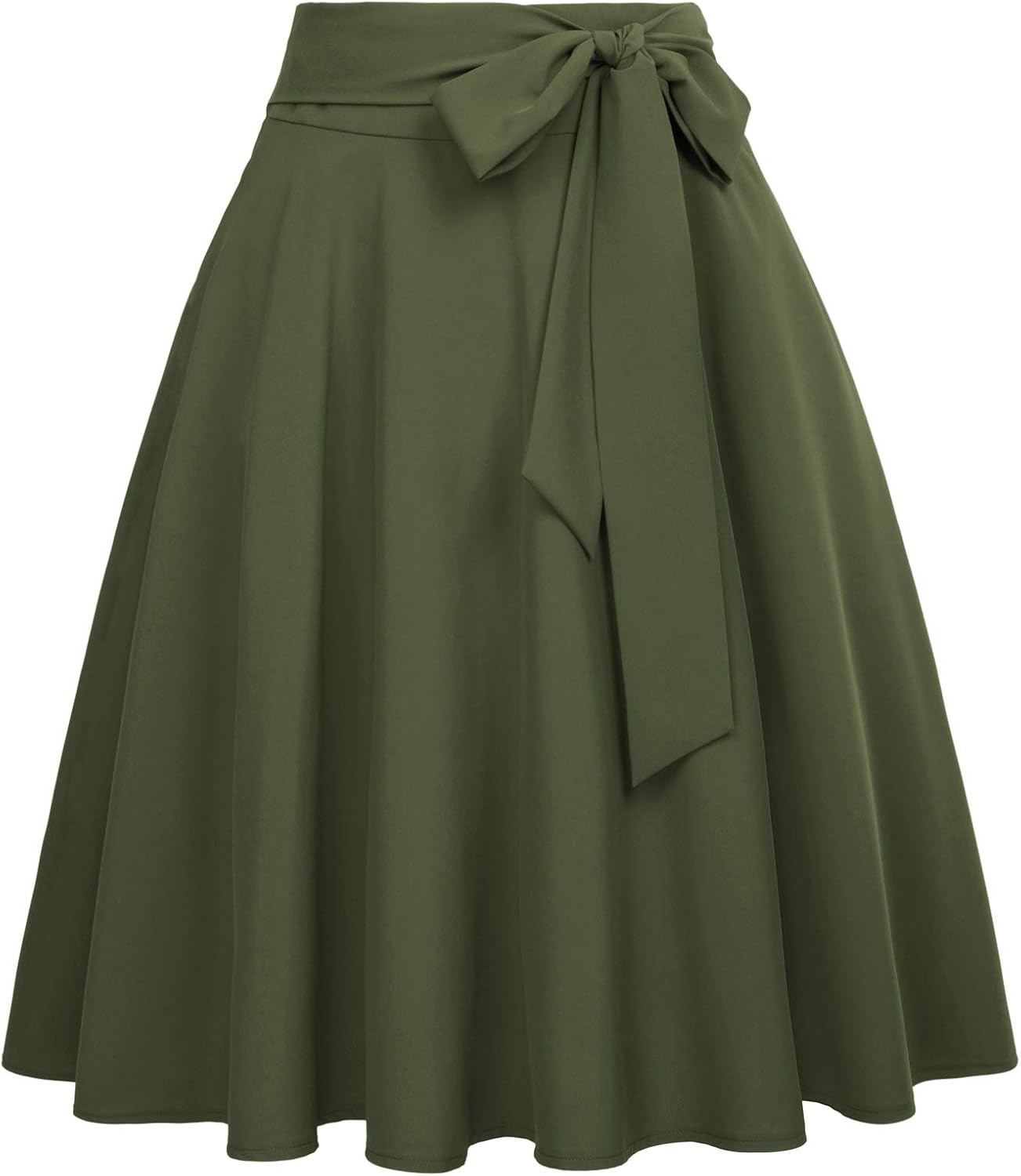 Women's High-Waisted A-Line Street-Style Pleated Midi Skirt (Black-1, Size S, BP561-1)