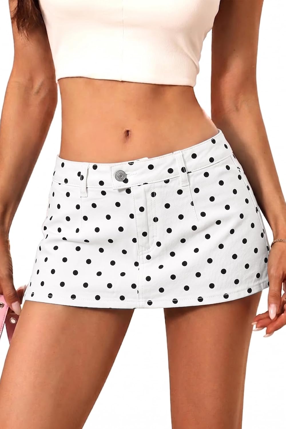 Women's Stretch Denim Mini Skirt – Low-Rise Y2K Style Denim Skort (with Built-in Shorts)
