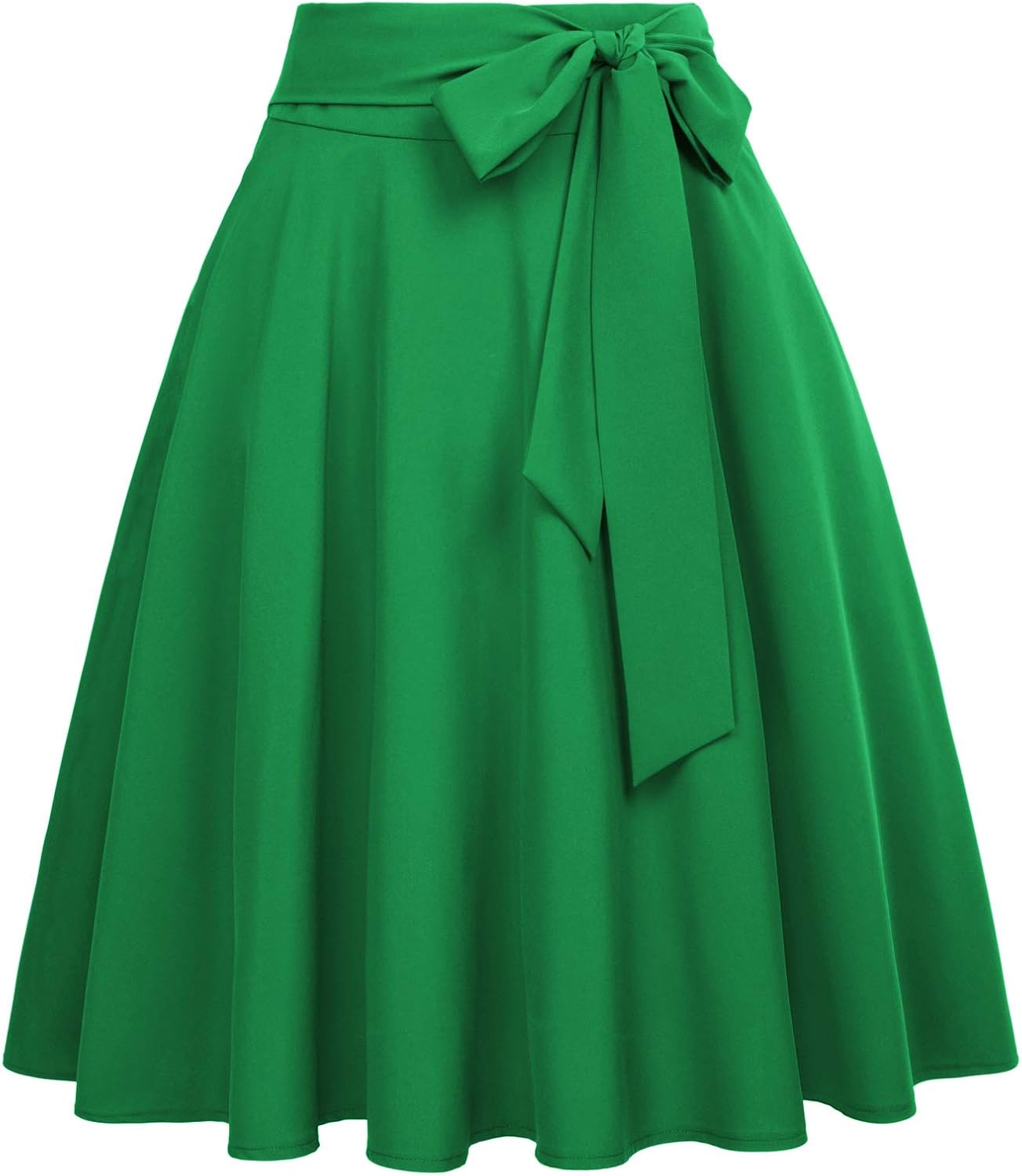 Women's High-Waisted A-Line Street-Style Pleated Midi Skirt (Black-1, Size S, BP561-1)