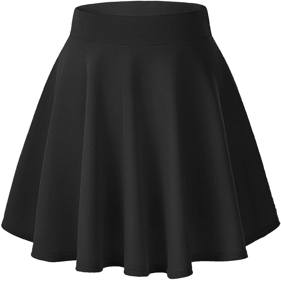 Women's Basic Versatile Stretchy Casual Mini Skater Skirt with Slight Flare (Plus Size/XL, Black)