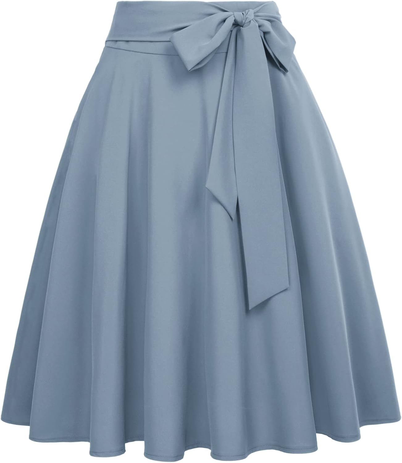 Women's High-Waisted A-Line Street-Style Pleated Midi Skirt (Black-1, Size S, BP561-1)