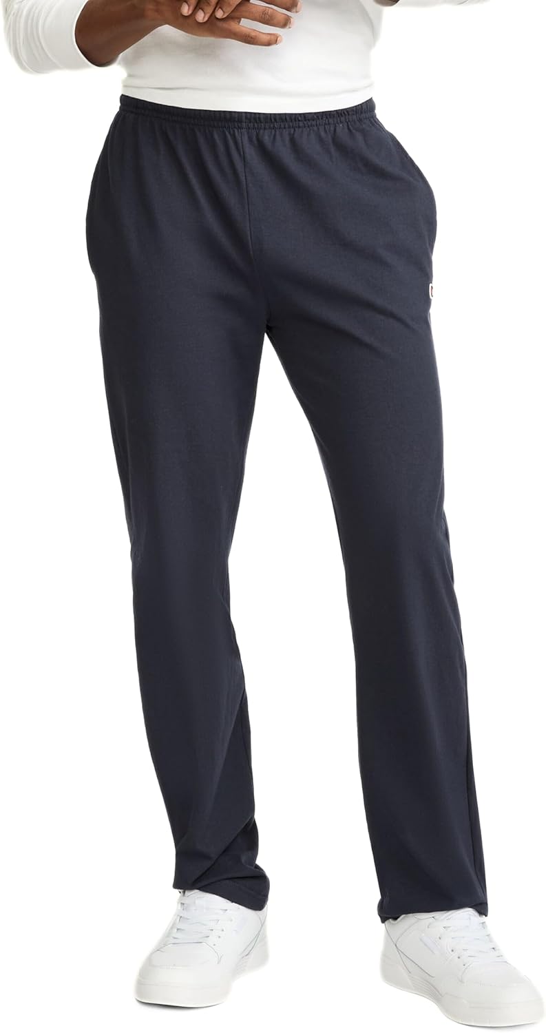 Men's straight-leg casual trousers. Black. Size L.