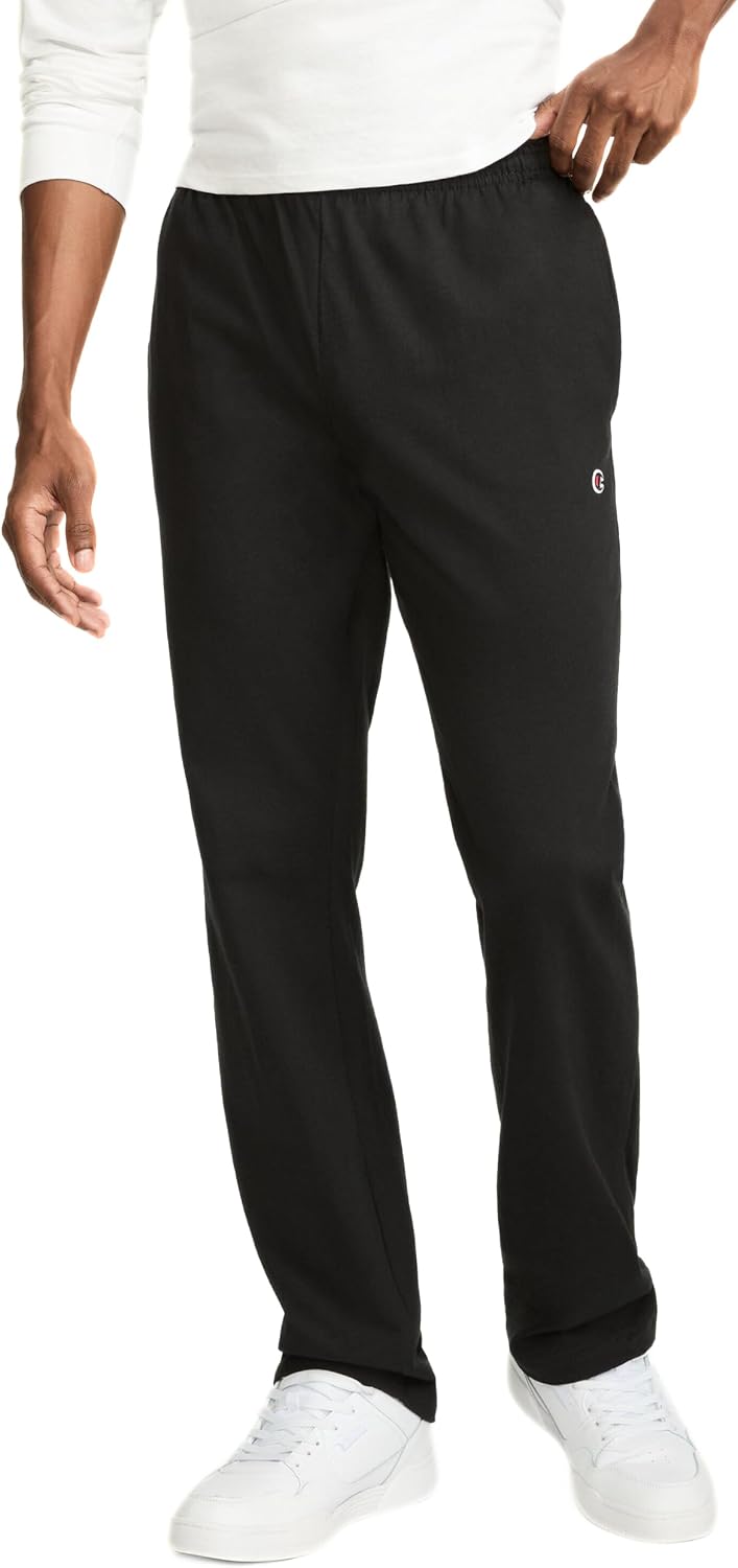 Men's straight-leg casual trousers. Black. Size L.