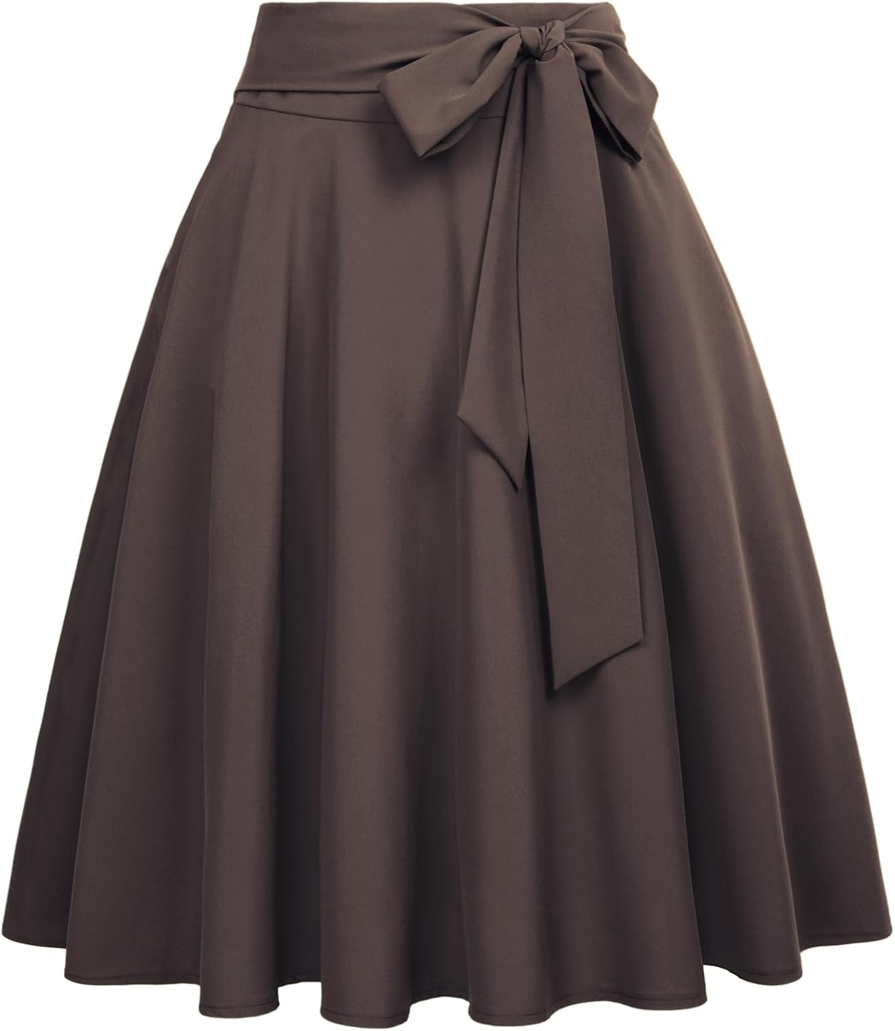 Women's High-Waisted A-Line Street-Style Pleated Midi Skirt (Black-1, Size S, BP561-1)