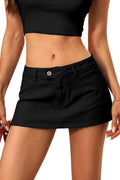 Women's Stretch Denim Mini Skirt – Low-Rise Y2K Style Denim Skort (with Built-in Shorts)