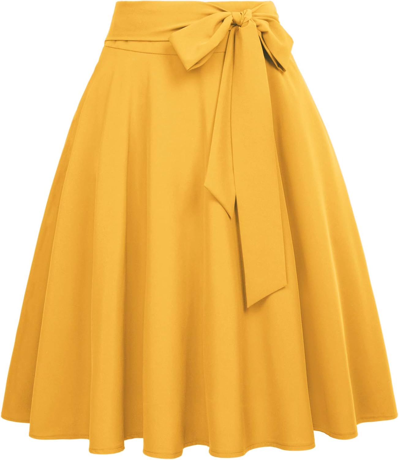 Women's High-Waisted A-Line Street-Style Pleated Midi Skirt (Black-1, Size S, BP561-1)