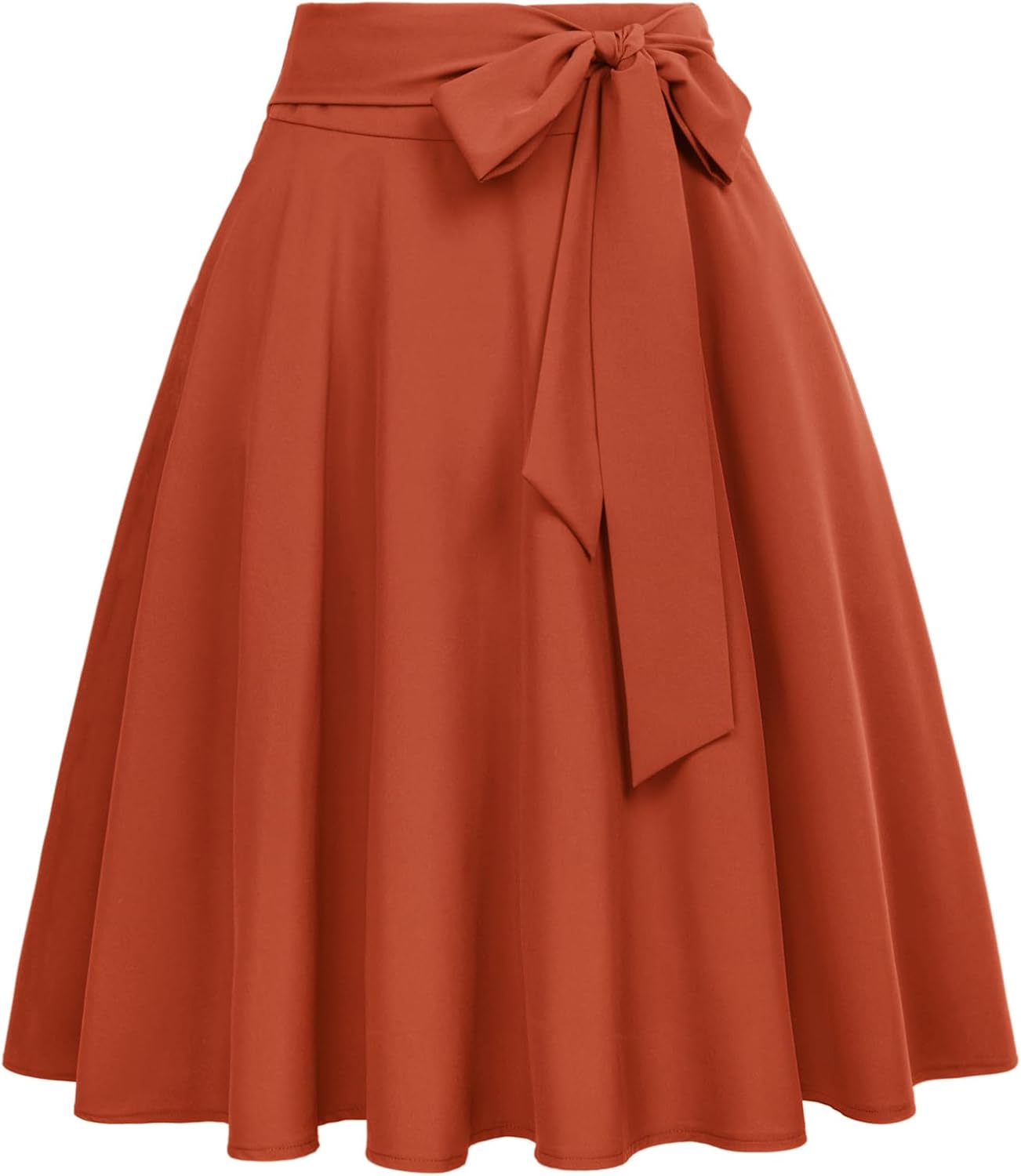 Women's High-Waisted A-Line Street-Style Pleated Midi Skirt (Black-1, Size S, BP561-1)