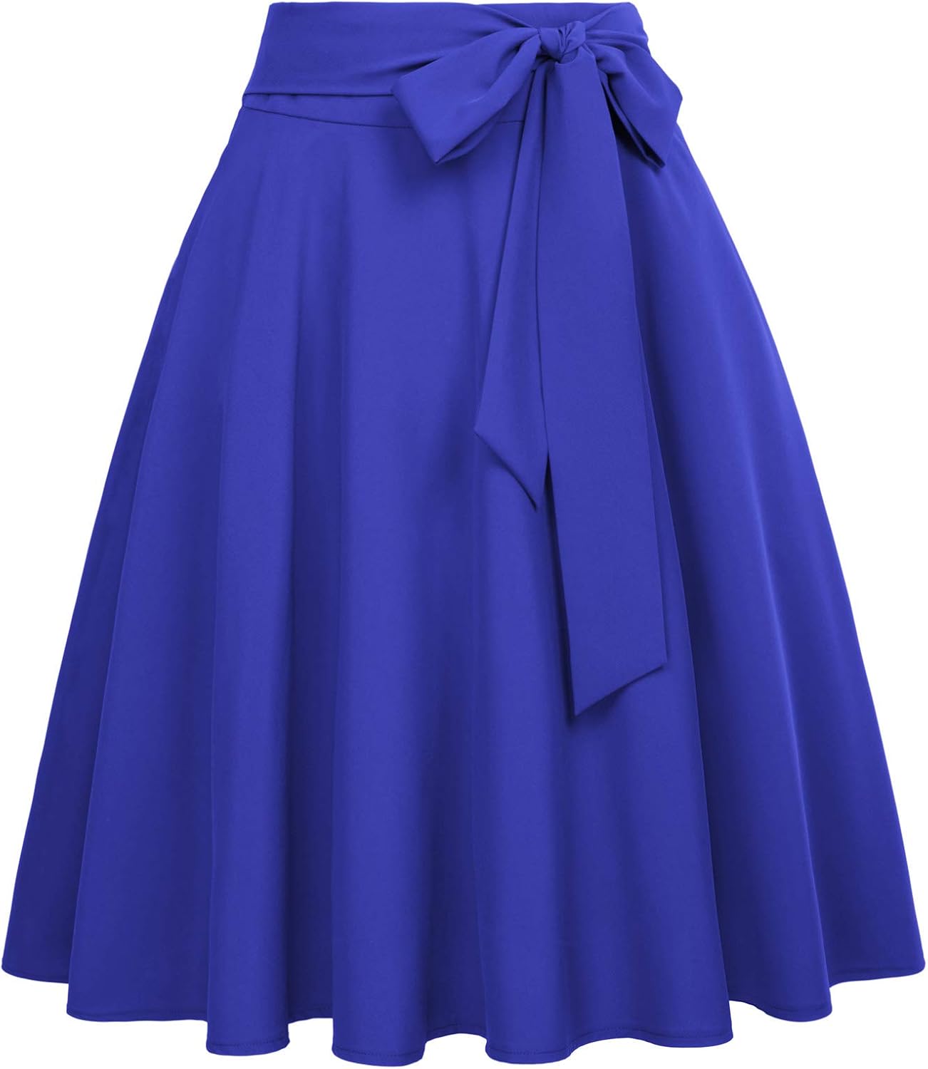 Women's High-Waisted A-Line Street-Style Pleated Midi Skirt (Black-1, Size S, BP561-1)