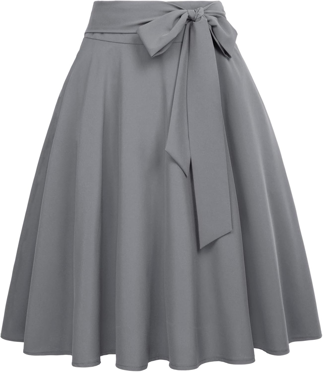 Women's High-Waisted A-Line Street-Style Pleated Midi Skirt (Black-1, Size S, BP561-1)