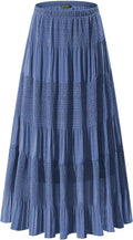 Women's Chiffon High-Waisted Pleated A-Line Maxi Skirt with Elastic Waist (Coffee Floral Print, Size M)