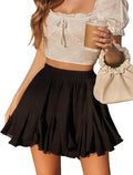 Women's White Ruffle-Hem Mini Skirt – High-Waisted Flared Skater Skirt