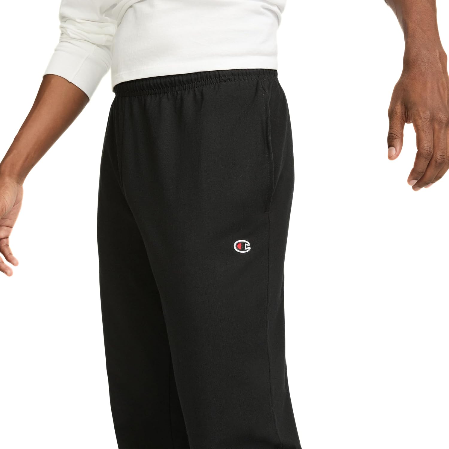 Men's straight-leg casual trousers. Black. Size L.