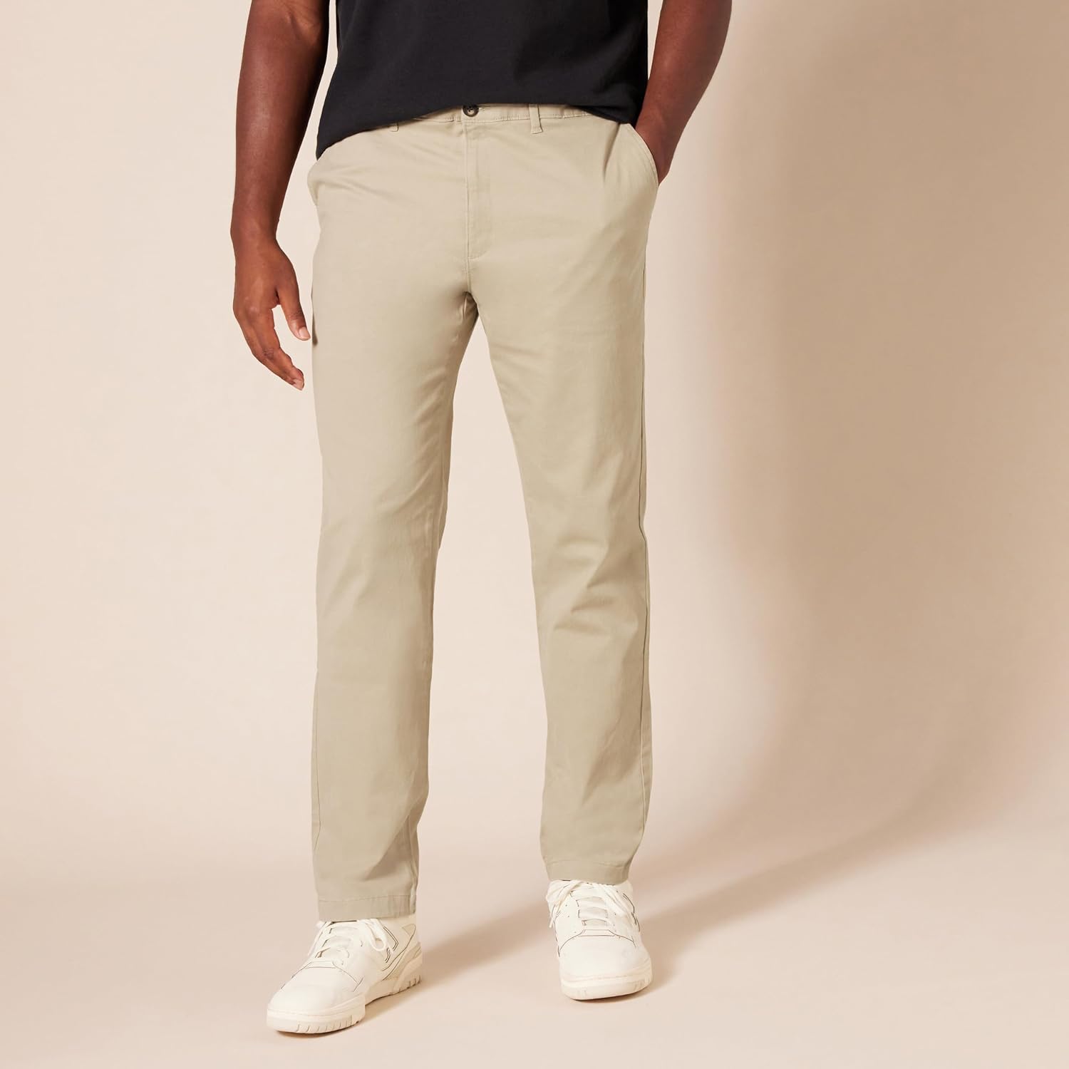 Men's Slim-Fit All-Weather Stretch Casual Chinos (Khaki, Size 34W x 32L)