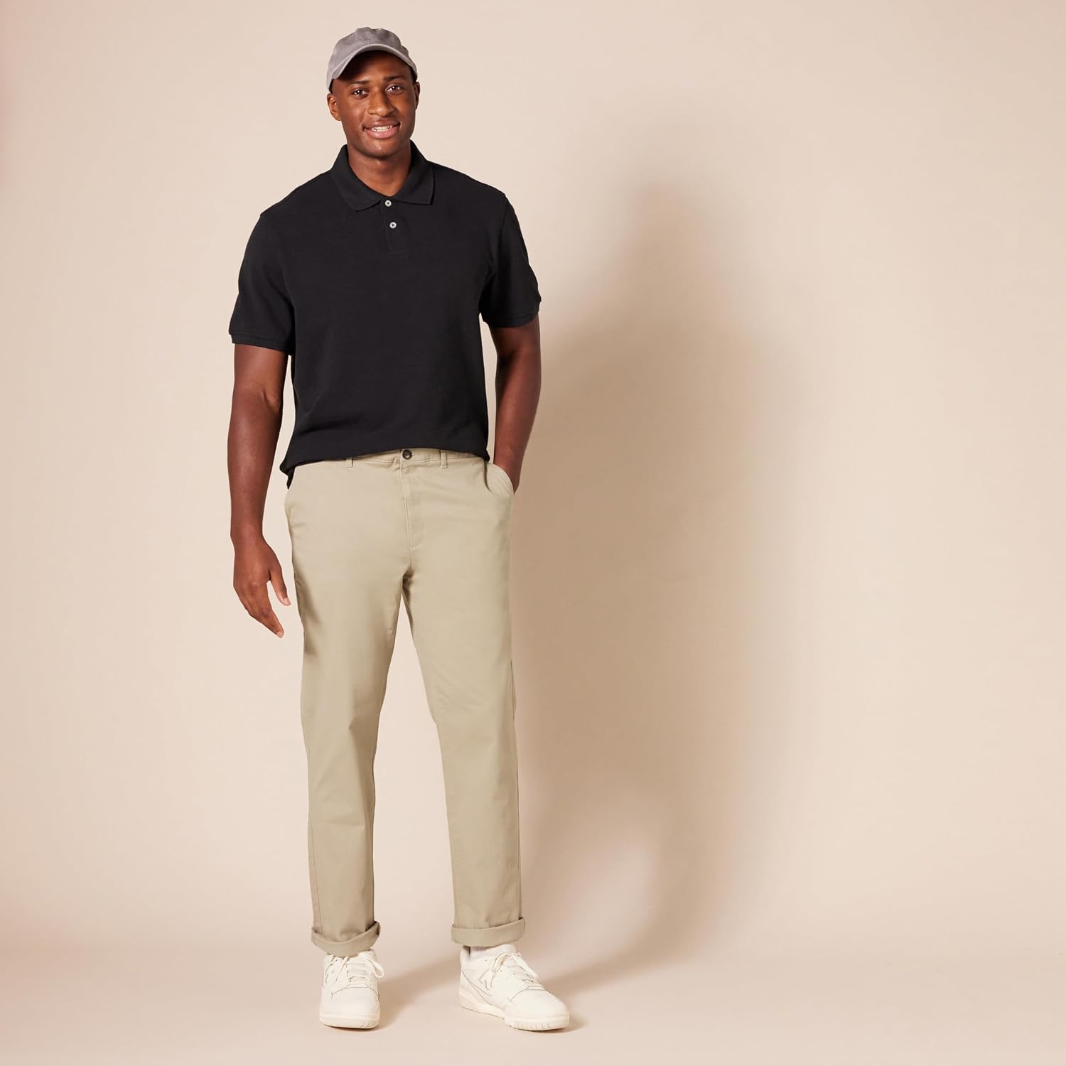 Men's Slim-Fit All-Weather Stretch Casual Chinos (Khaki, Size 34W x 32L)
