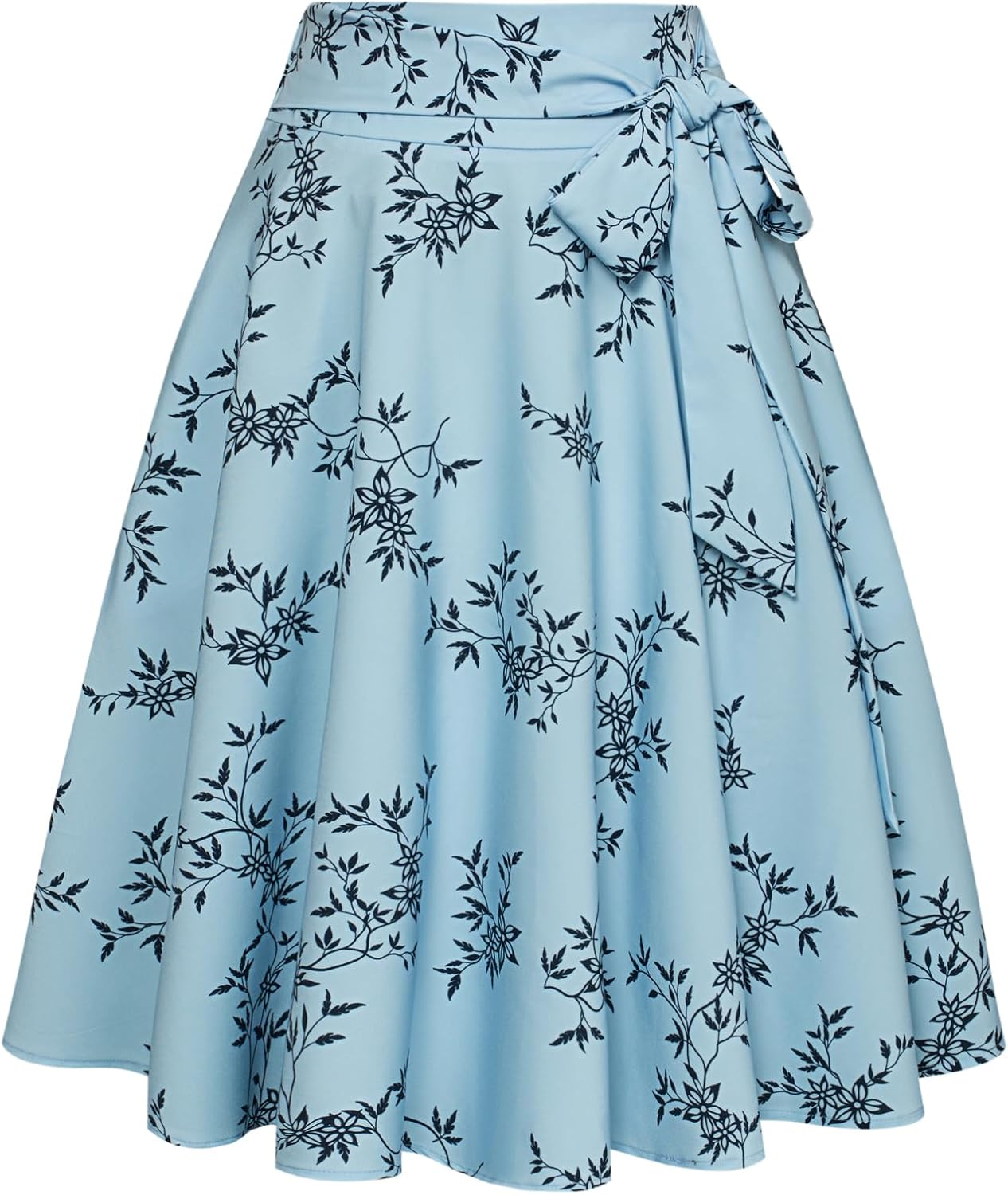 Women's High-Waisted A-Line Street-Style Pleated Midi Skirt (Black-1, Size S, BP561-1)
