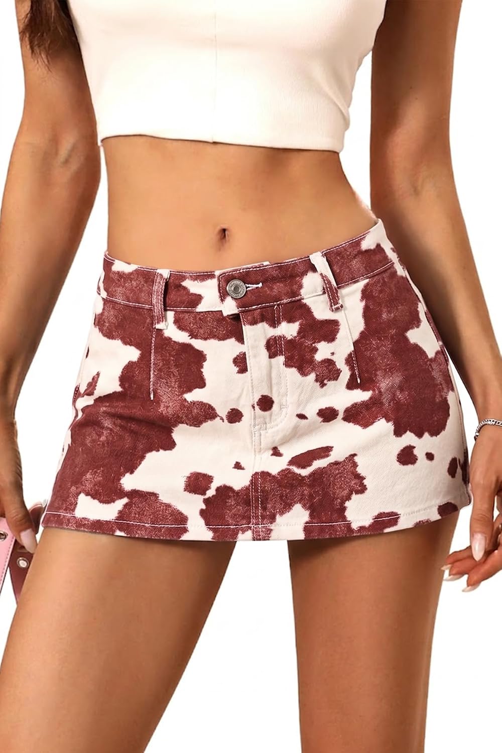 Women's Stretch Denim Mini Skirt – Low-Rise Y2K Style Denim Skort (with Built-in Shorts)
