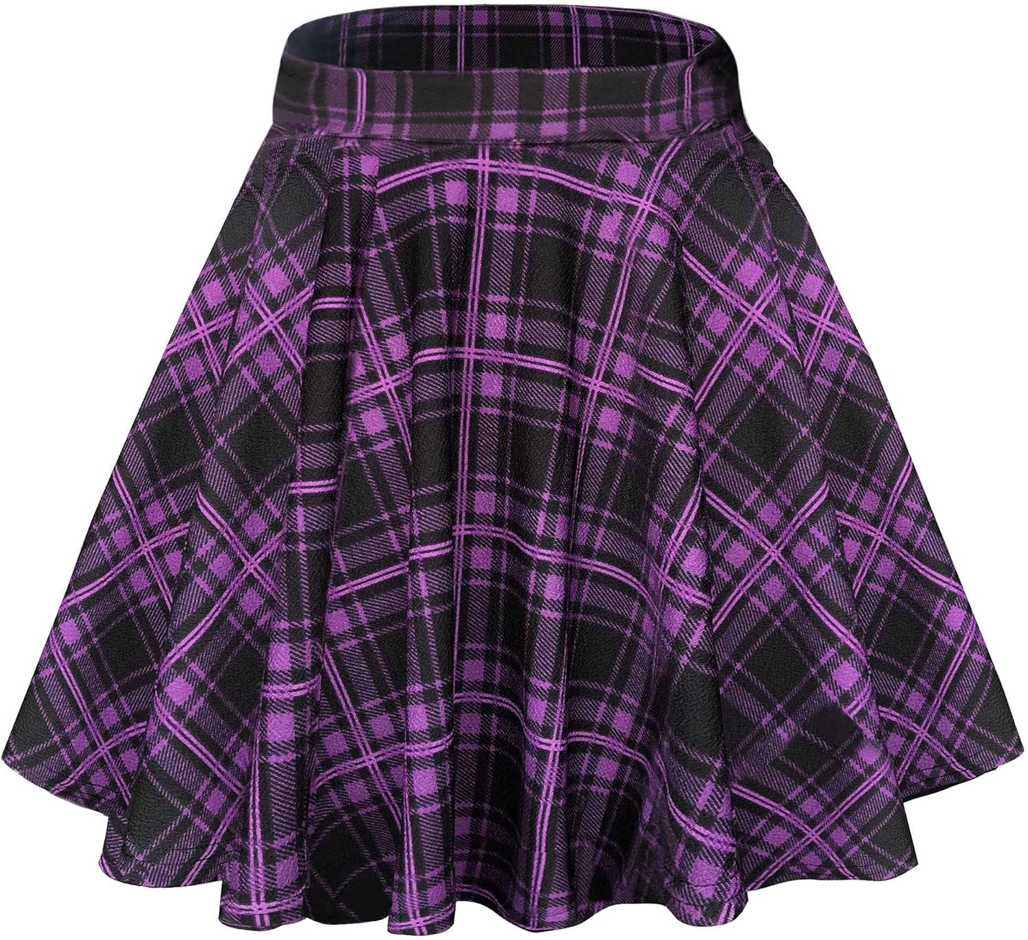 Women's Basic Versatile Stretchy Casual Mini Skater Skirt with Slight Flare (Plus Size/XL, Black)
