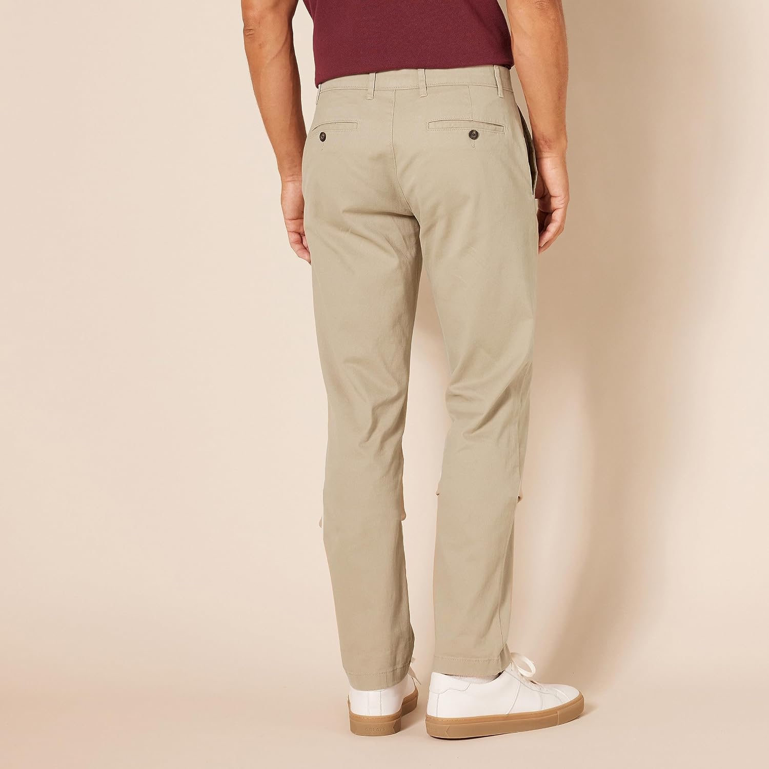 Men's Slim-Fit All-Weather Stretch Casual Chinos (Khaki, Size 34W x 32L)