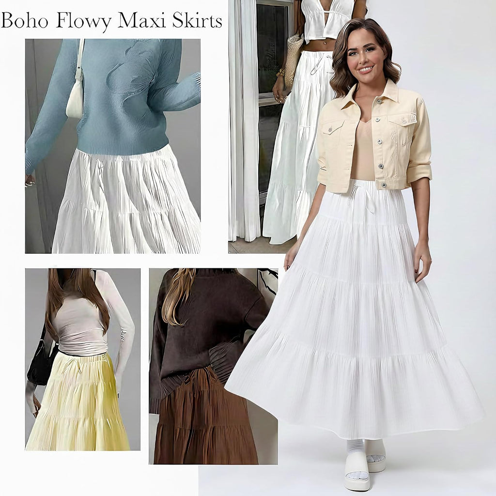 Women's Bohemian-Style Flowy Maxi Dress – Elegant A-Line Maxi Dress