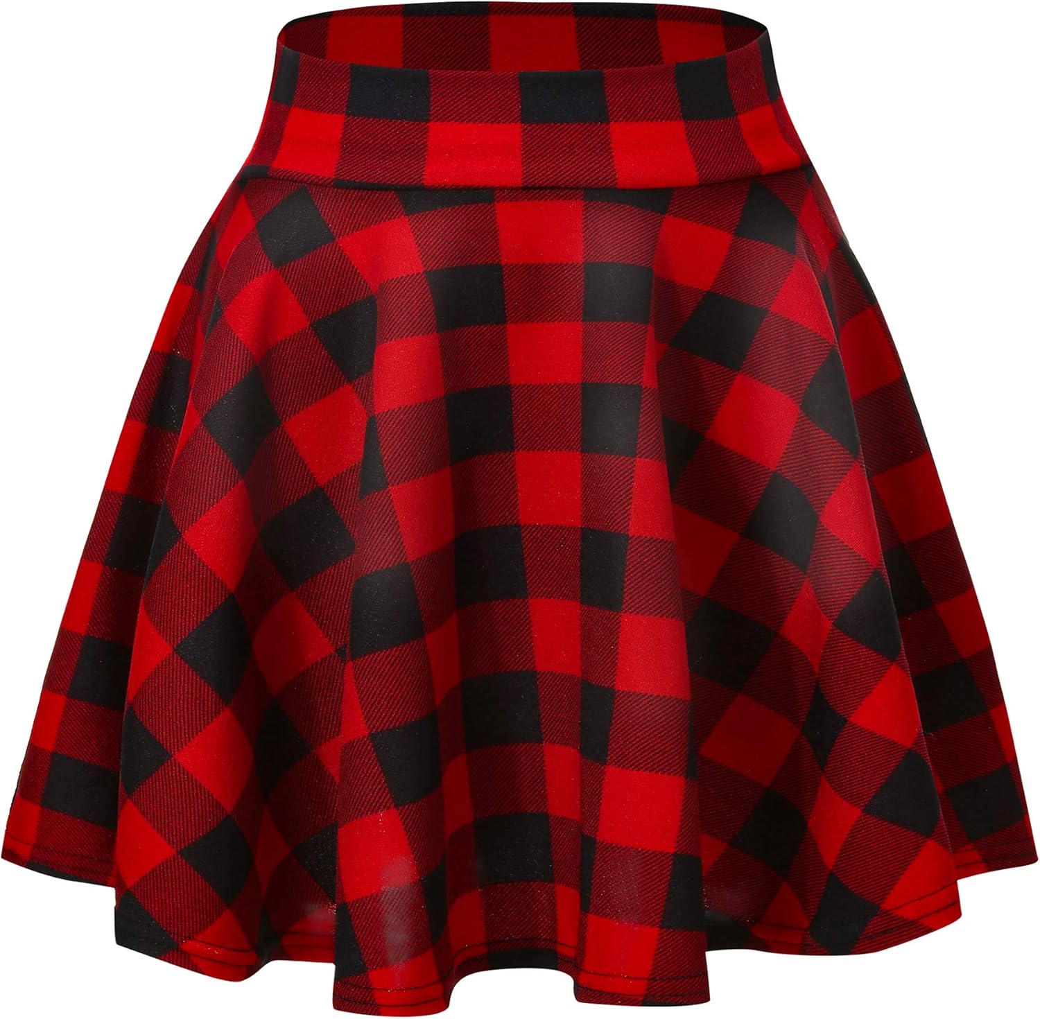 Women's Basic Versatile Stretchy Casual Mini Skater Skirt with Slight Flare (Plus Size/XL, Black)